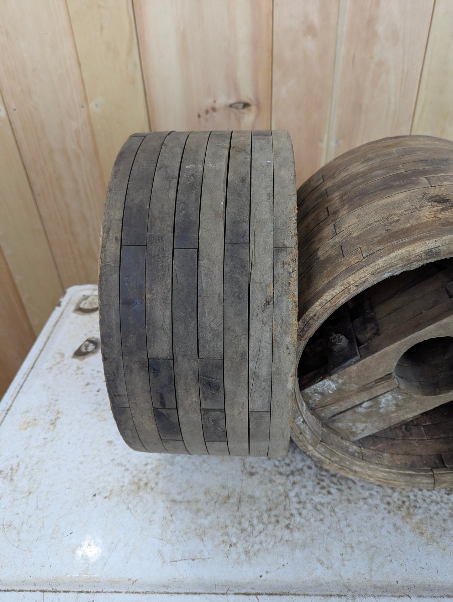 Small (~14”) Antique Belt Pulley Wheels - view 2