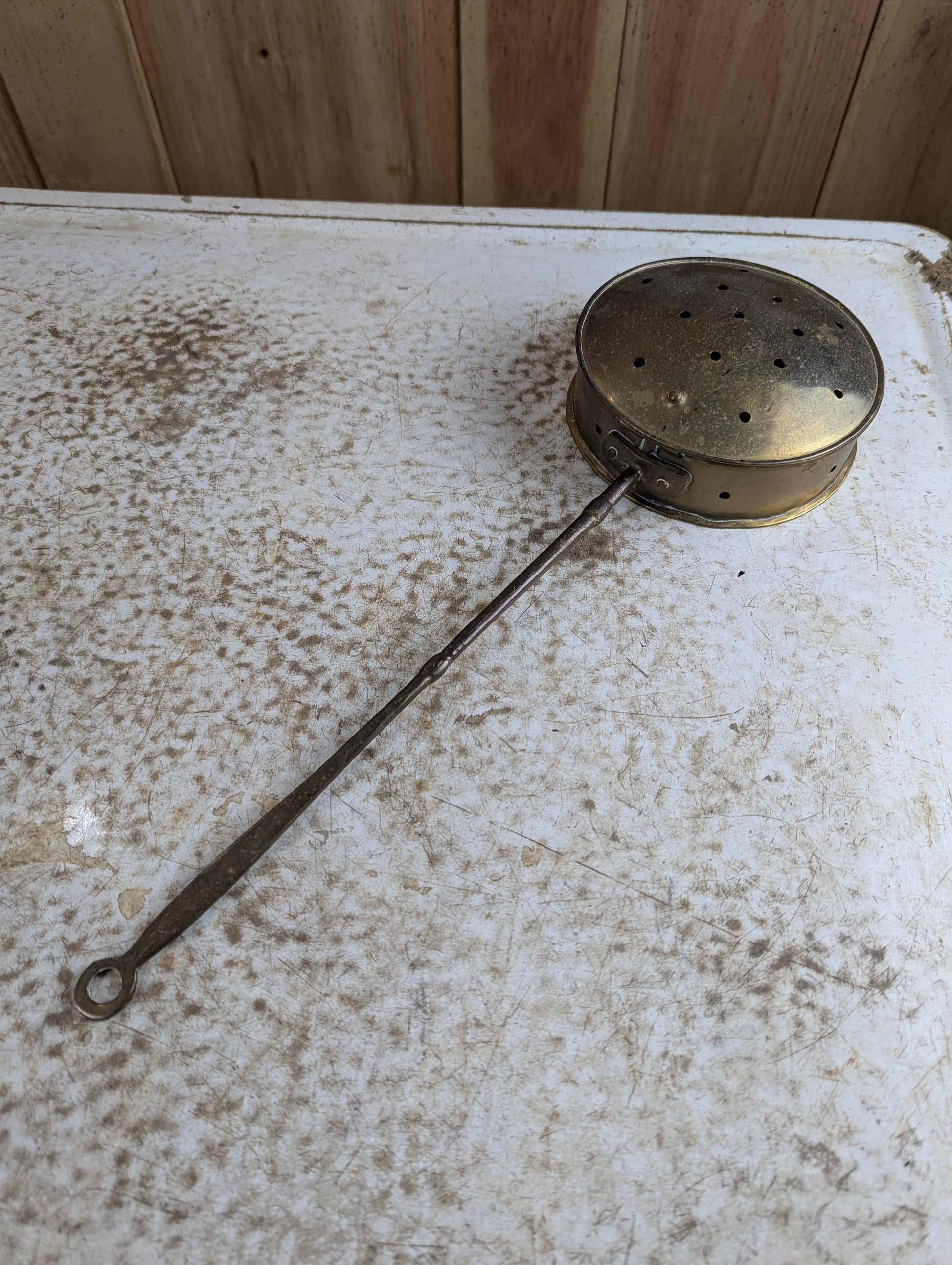 Small Antique Brass Bed Warmer