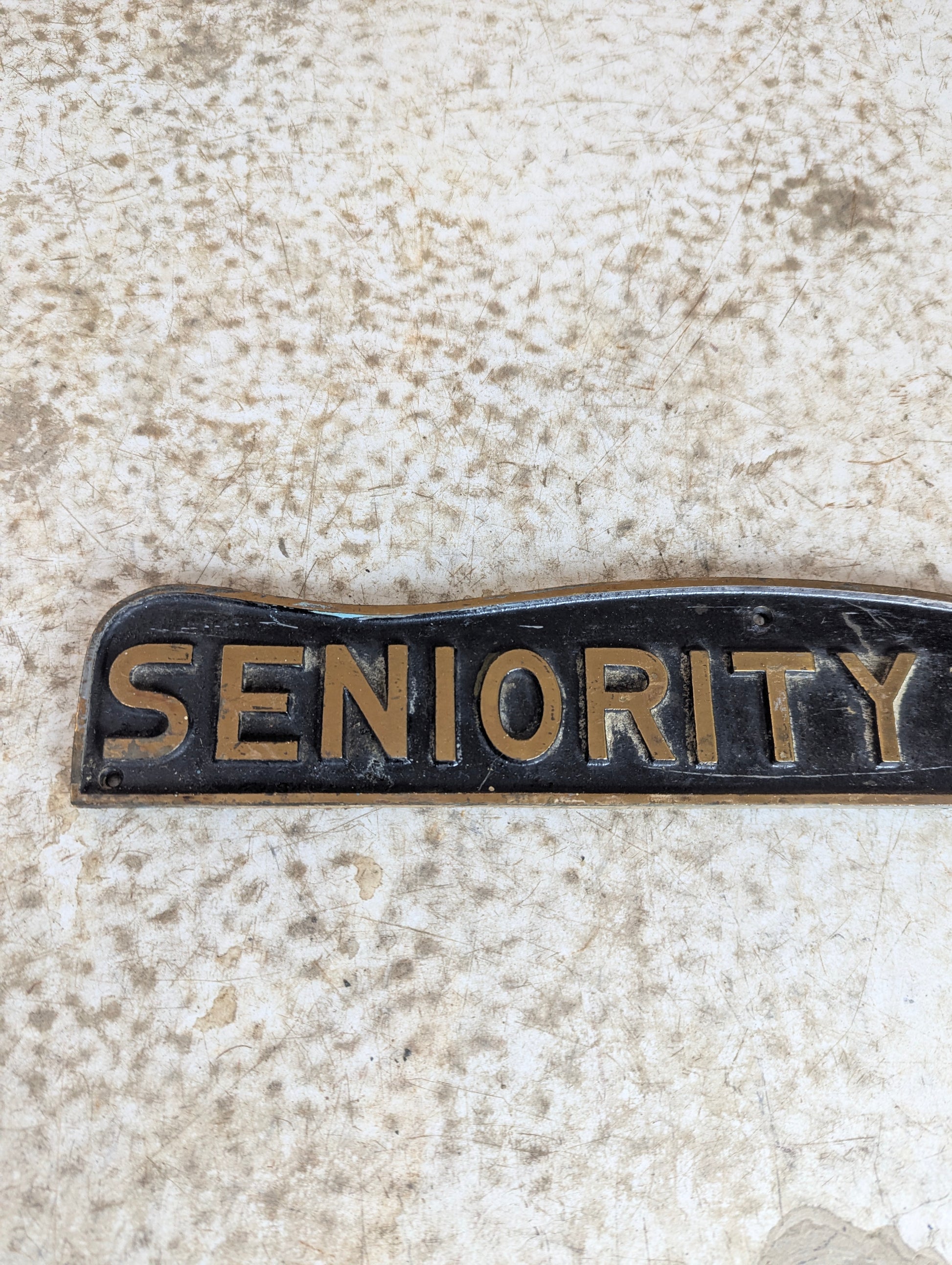 Solid Brass “Seniority List” Sign - view 2