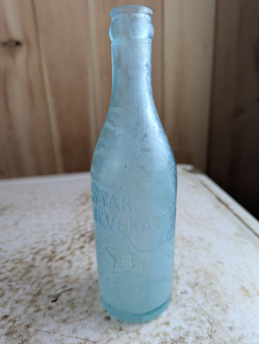 Star Beverage Co Toronto Antique Embossed Aqua Blue Glass Soda Bottle