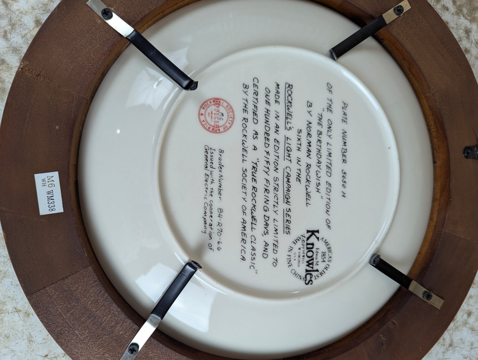'The Birthday Wish' Norman Rockwell Framed Knowles Collector Plate - view 3