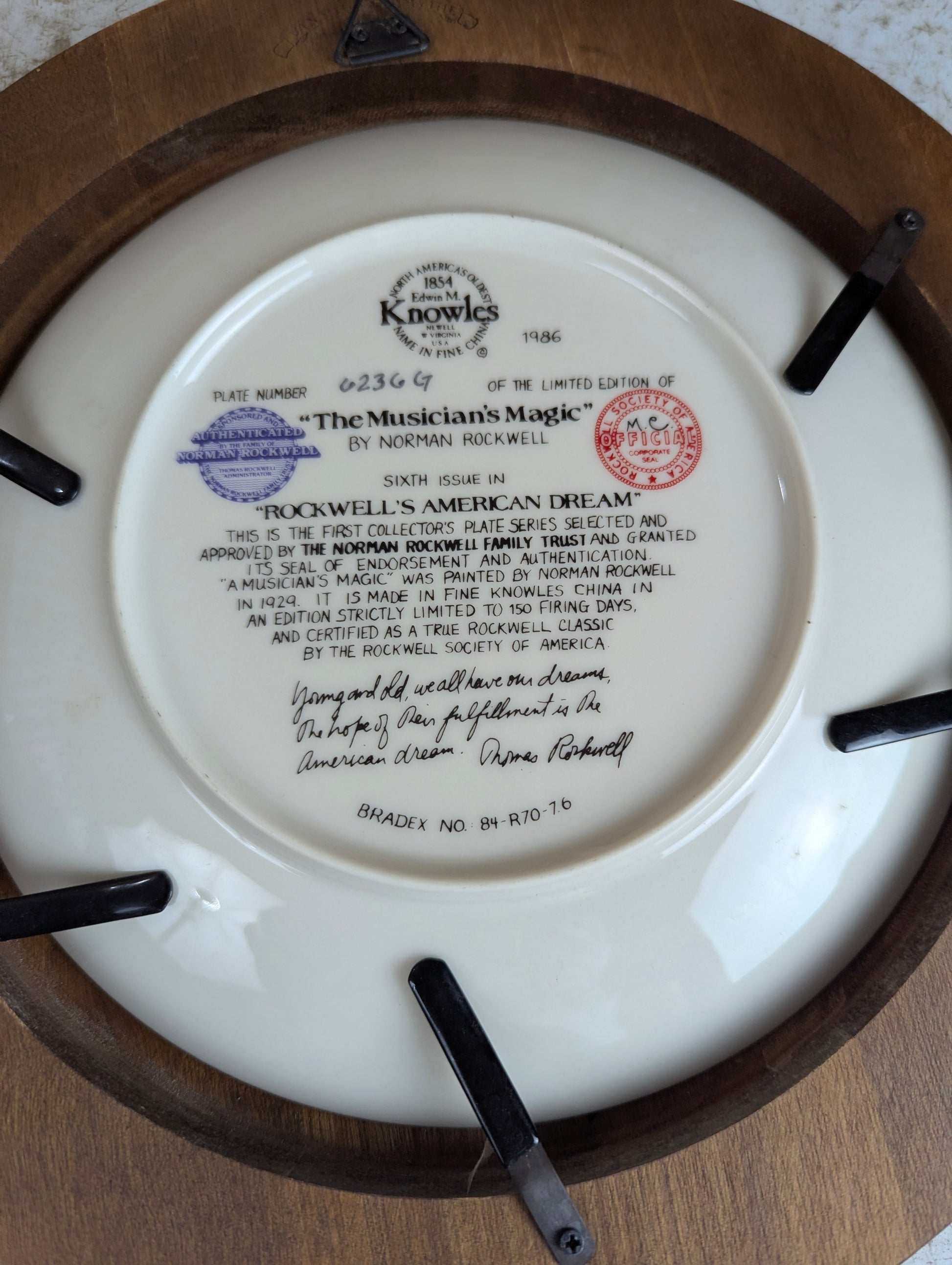 'The Musician's Magic' Norman Rockwell Framed Knowles Collector Plate - view 3