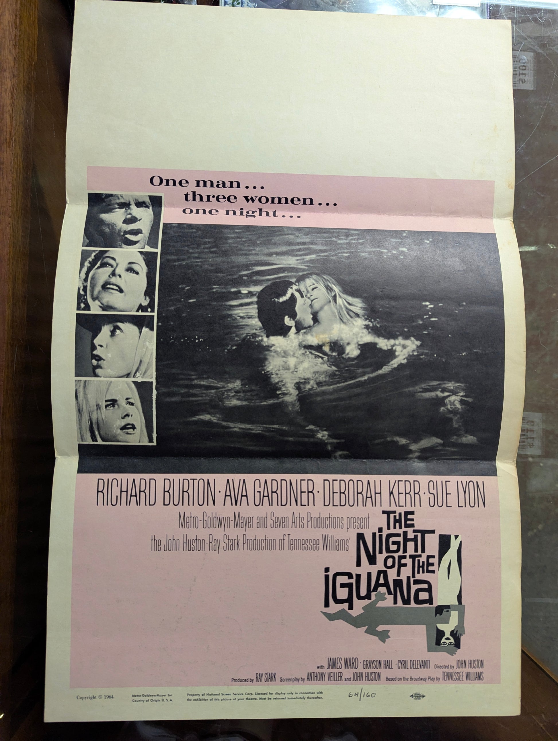 The Night of the Iguana (1964) Original Folded Window Card Movie Poster