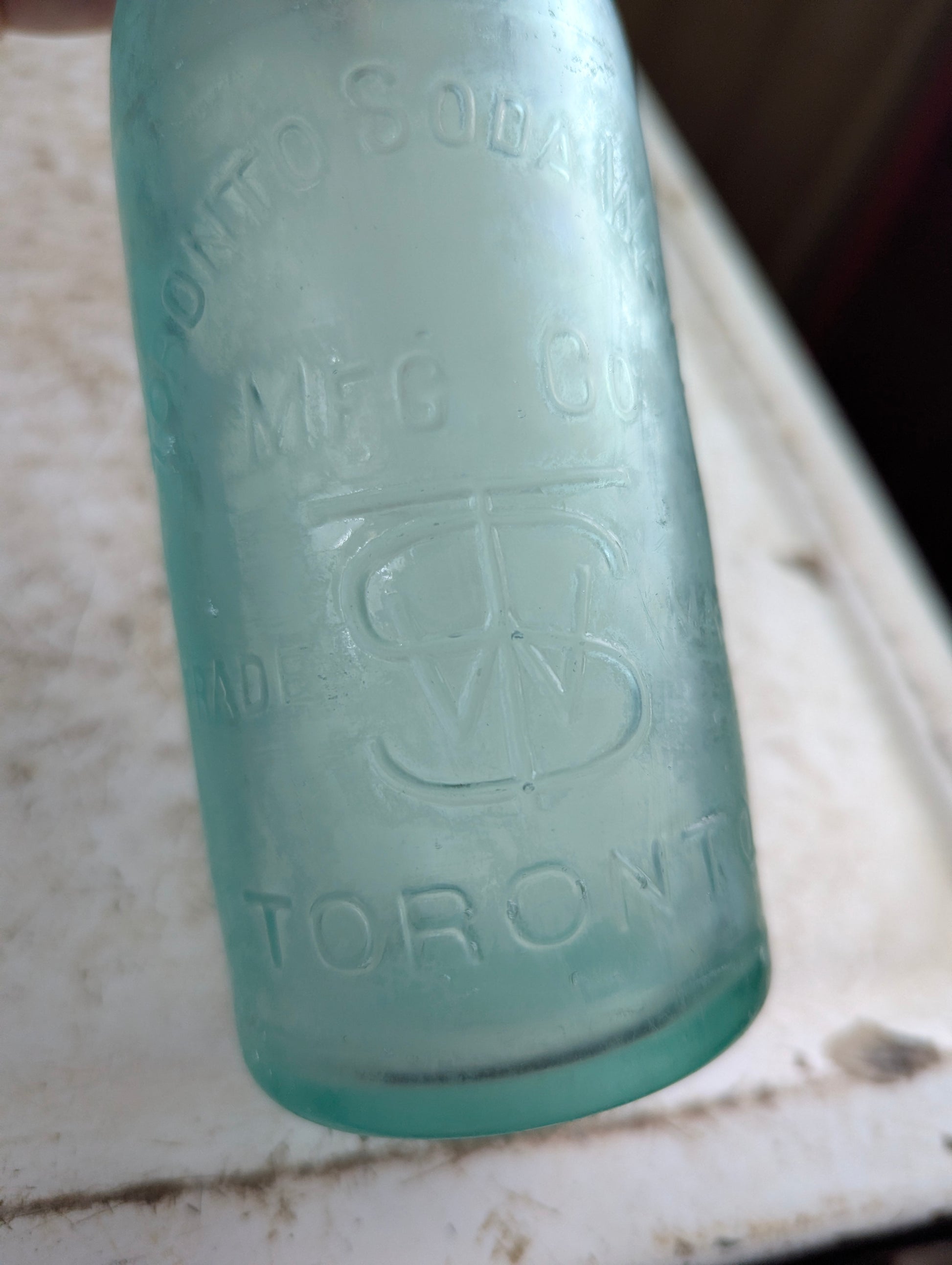Toronto Soda Works Antique Embossed Aqua Glass Soda Bottle - view 4