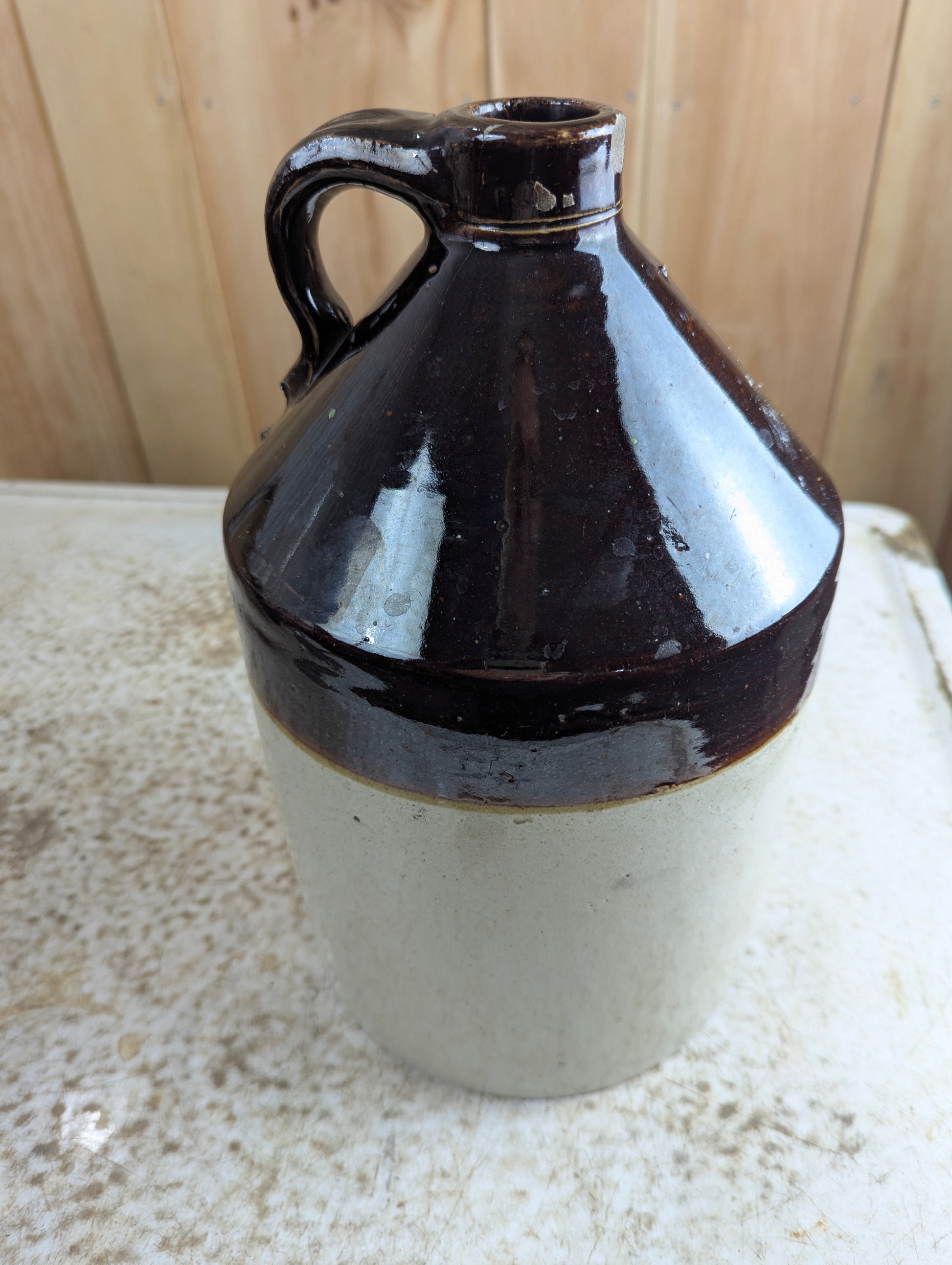 Two-Toned Stoneware Whiskey Jug