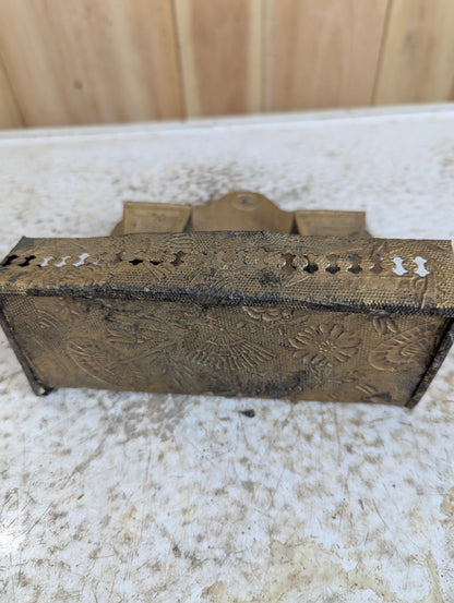 Victorian Pressed Tin Match Holder with Shelf - view 3