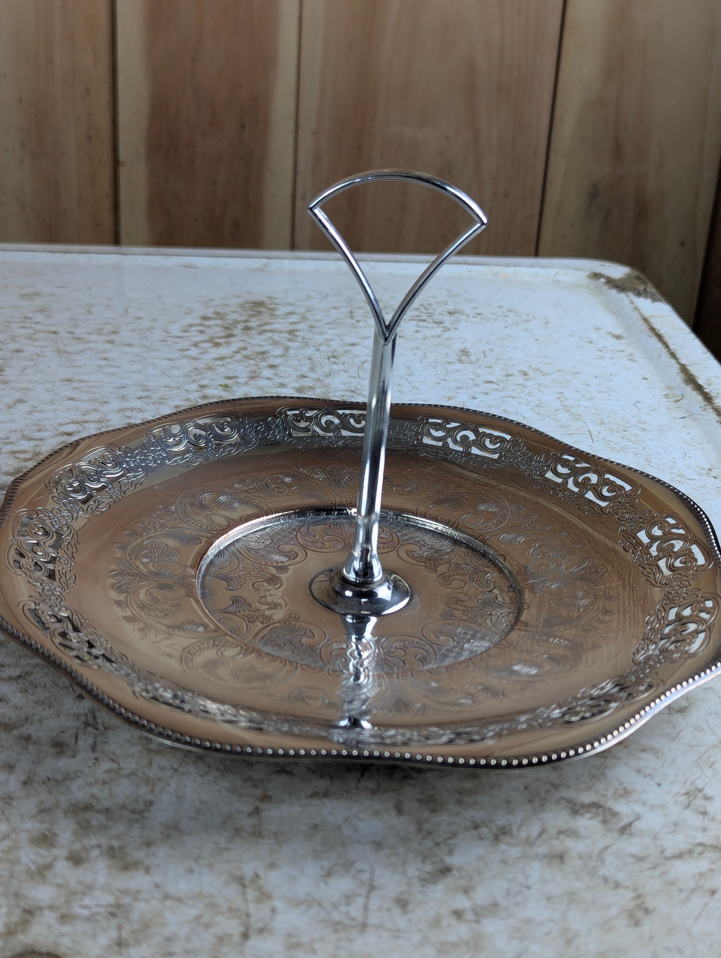 Viking Silver Plated Copper 9" Serving Plate with Handle