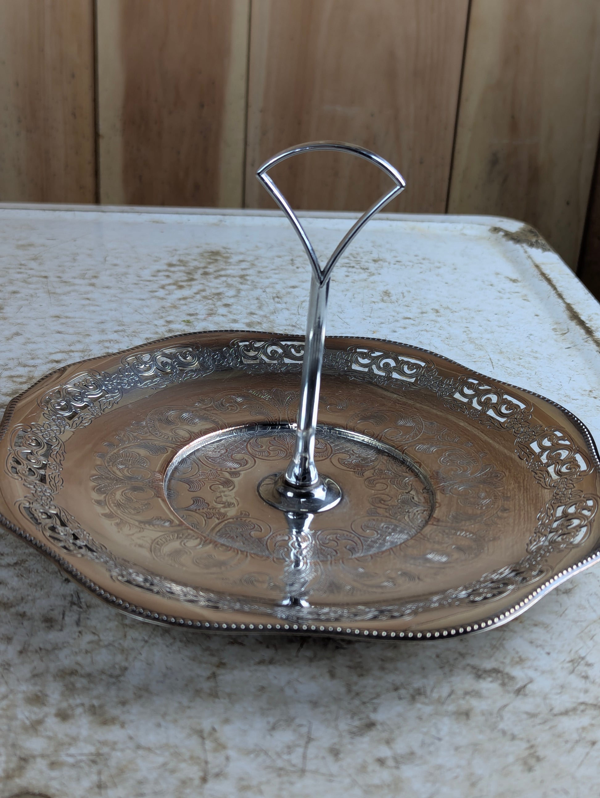 Viking Silver Plated Copper 9" Serving Plate with Handle