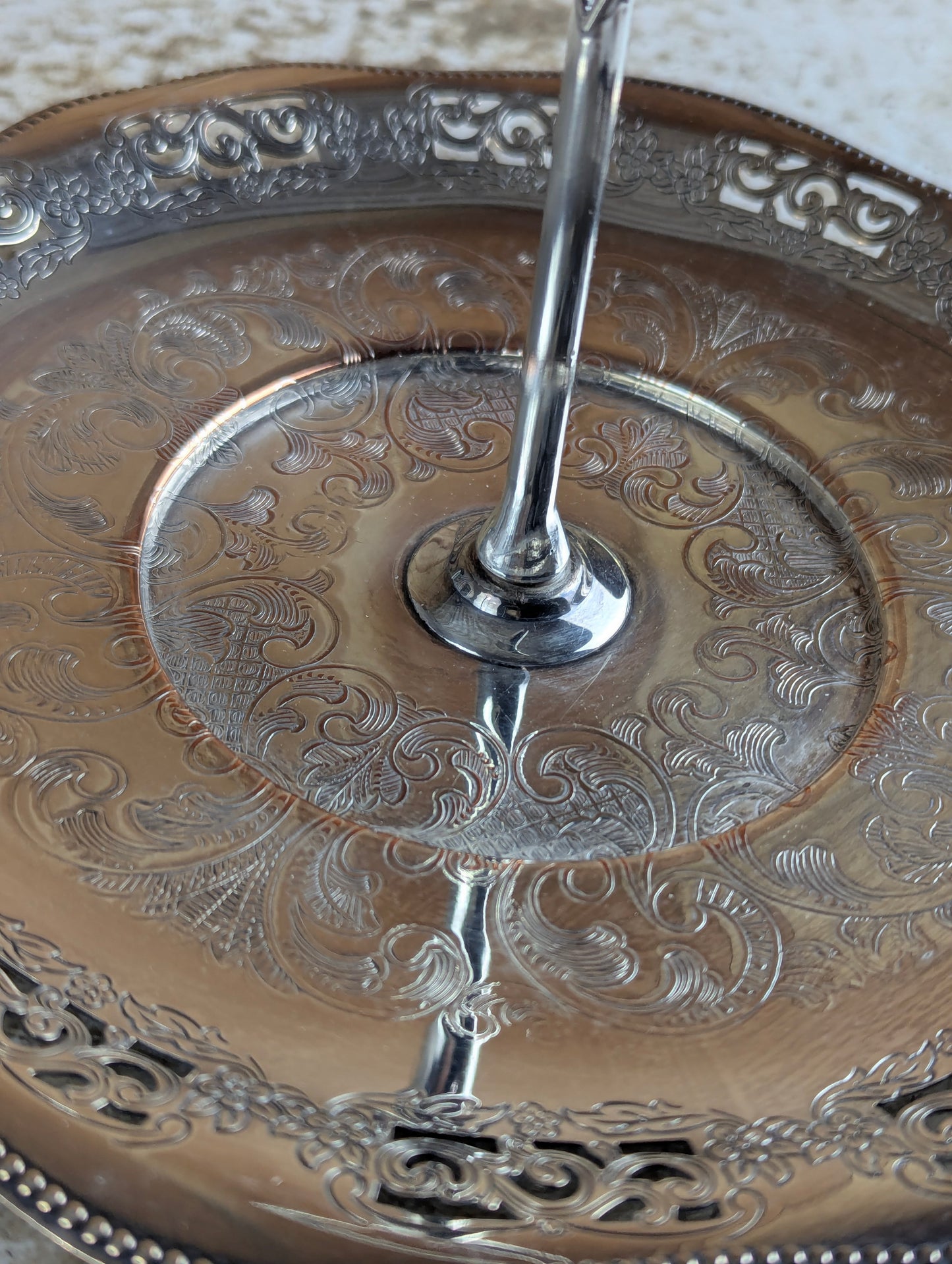 Viking Silver Plated Copper 9" Serving Plate with Handle - view 2