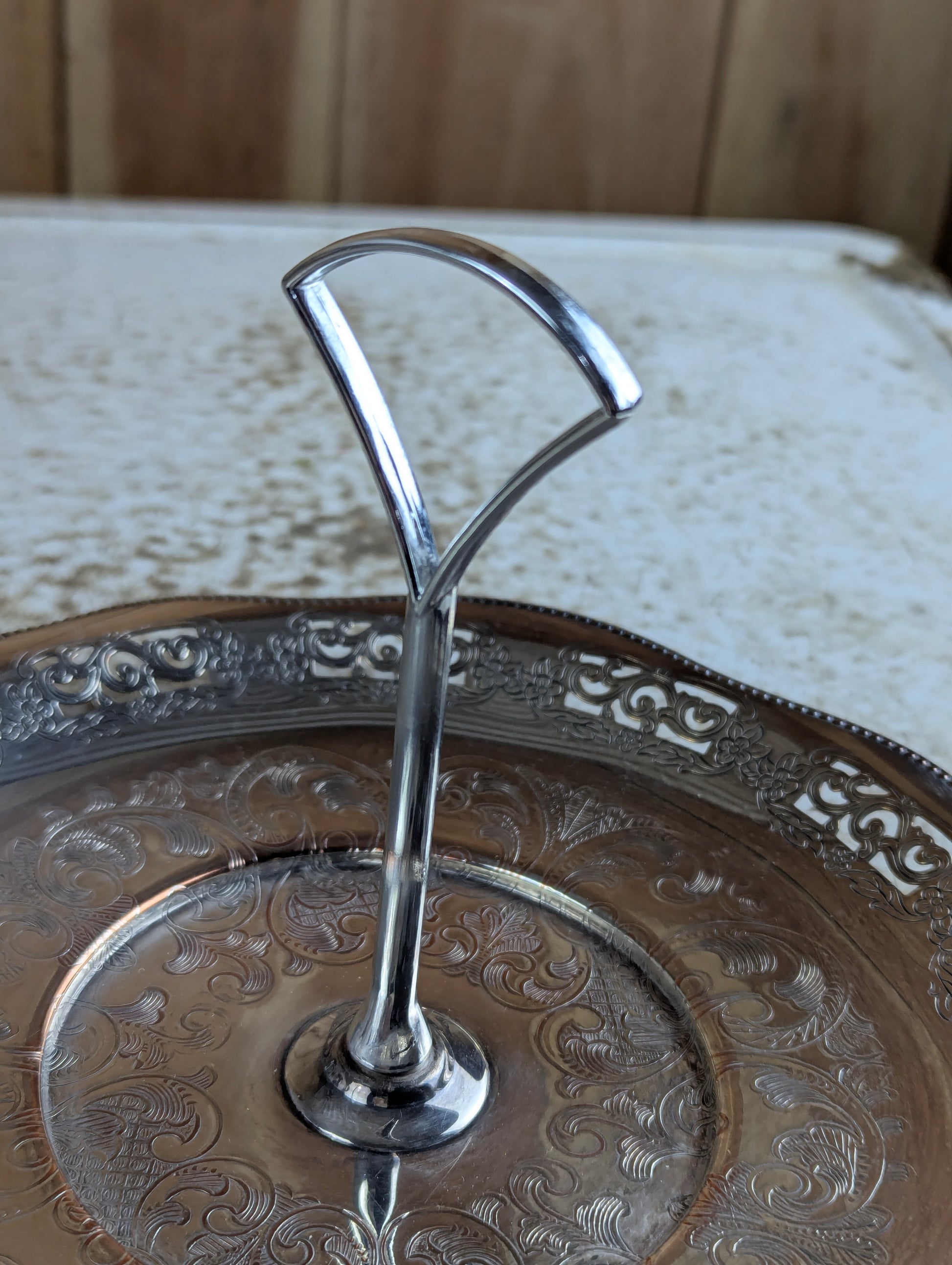 Viking Silver Plated Copper 9" Serving Plate with Handle - view 3
