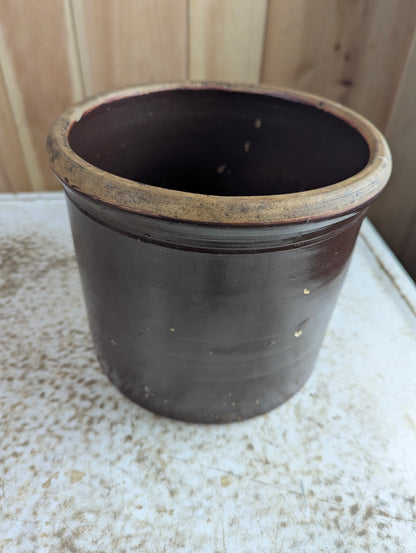 Vintage #1 Brown Stoneware Crock - Cracked - view 3