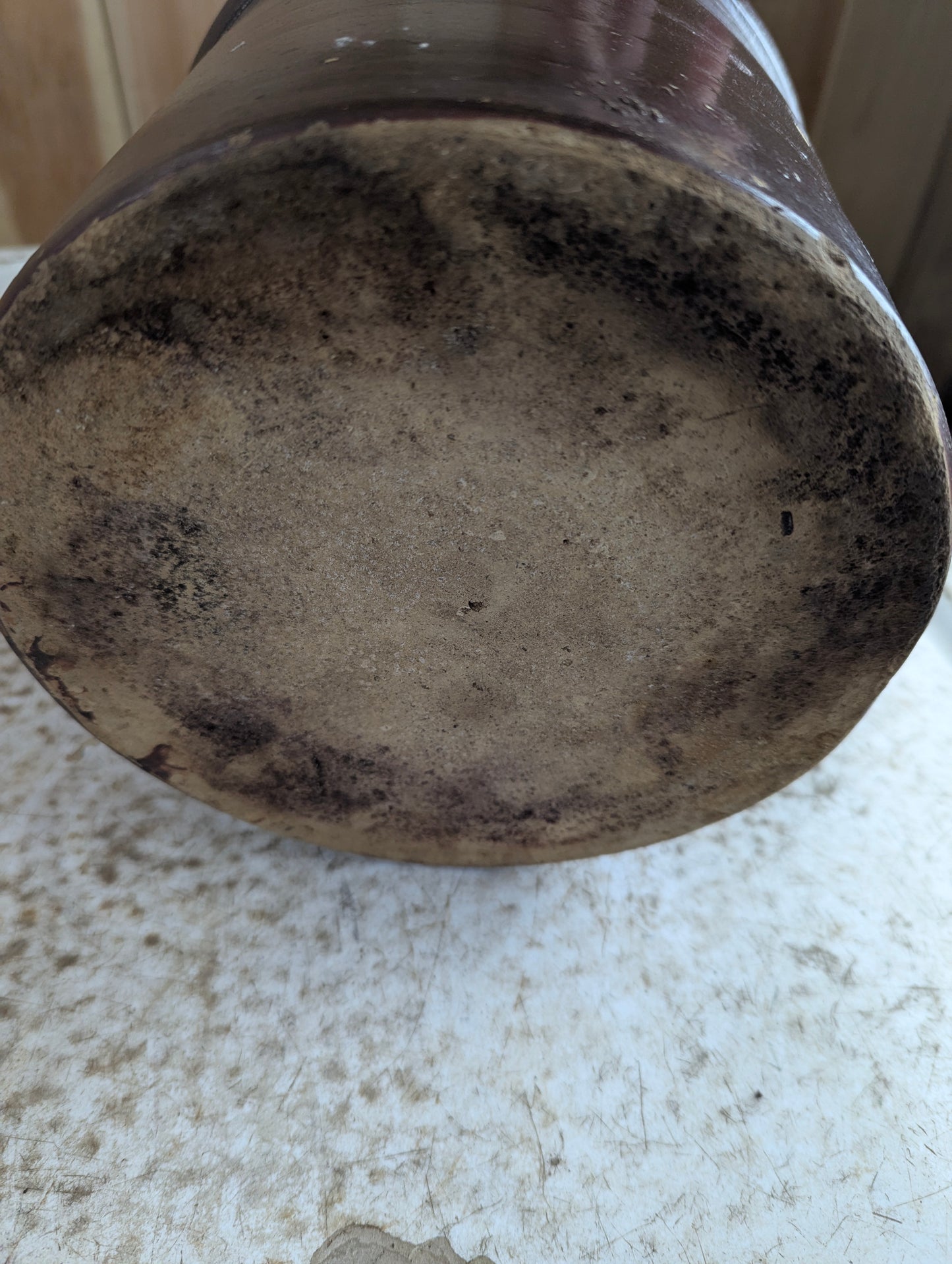 Vintage #1 Brown Stoneware Crock - Cracked - view 4