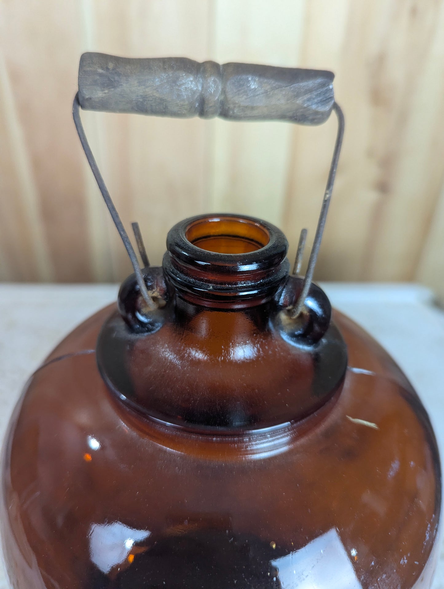 Vintage 1 Gal Amber Glass Jug - view 2