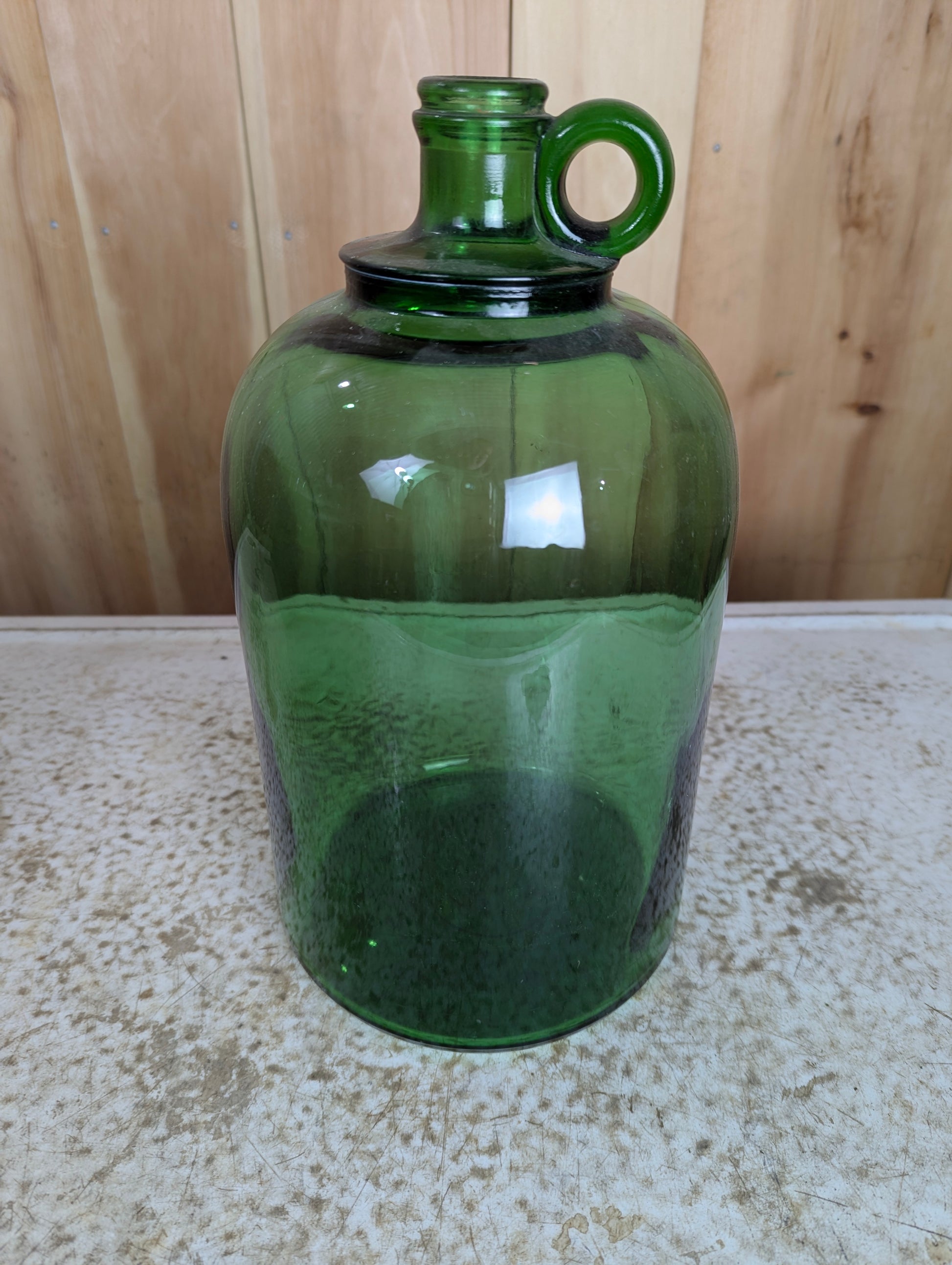 Vintage 1 Gal. Green Glass Jug