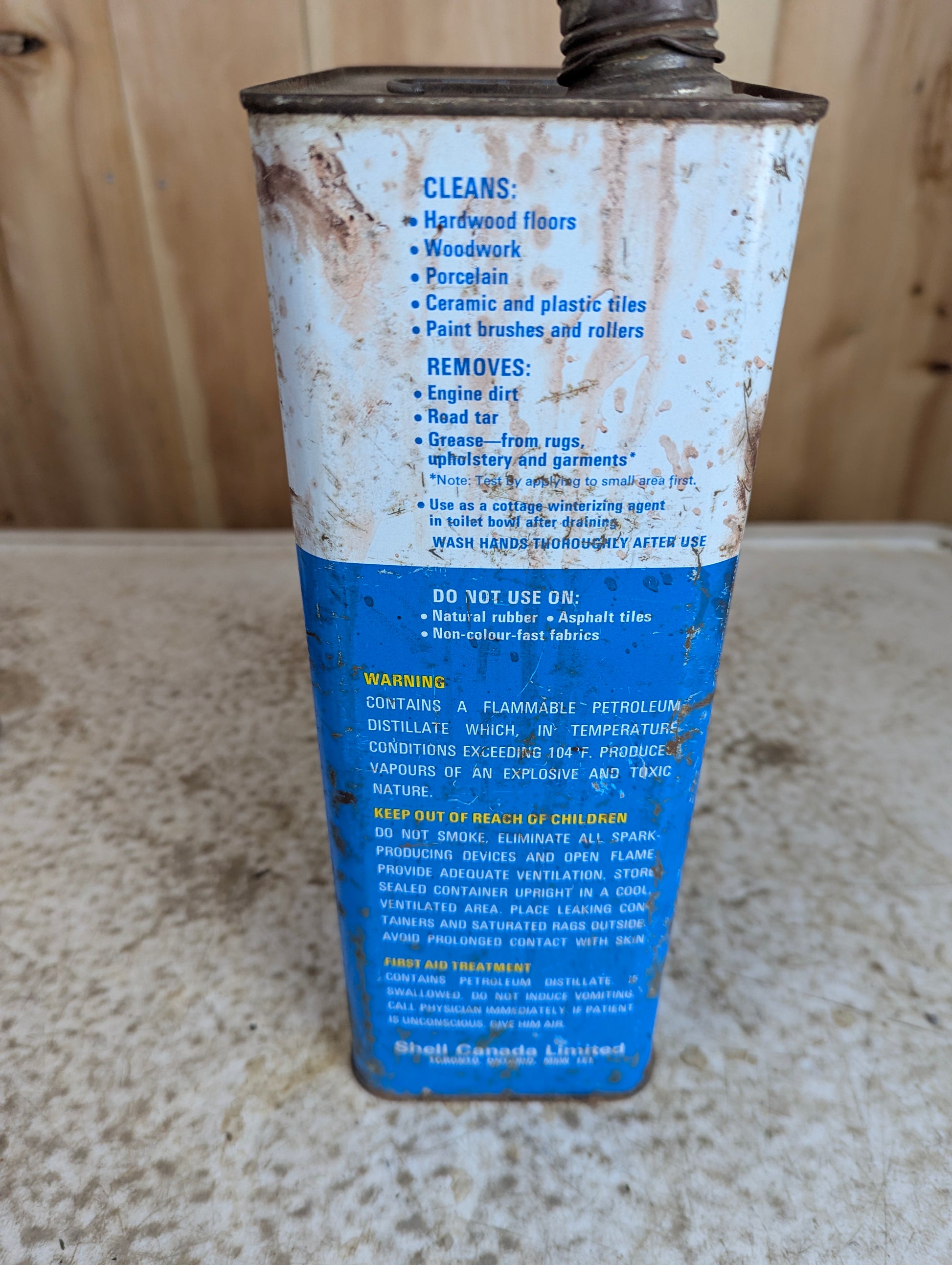 Vintage 1 Gal. Shell Household Cleaning Solvent Tin Can - view 3