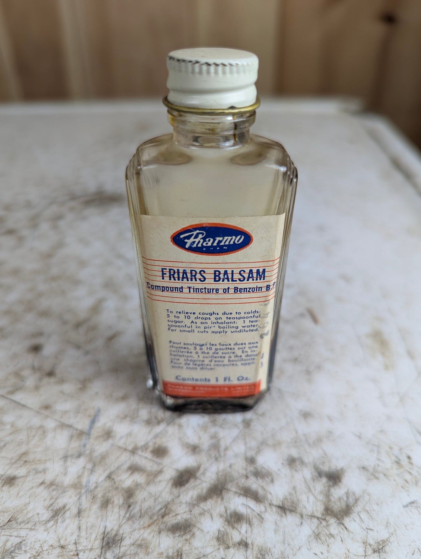 Vintage 1 oz. Pharmo Friar's Balsam Bottle