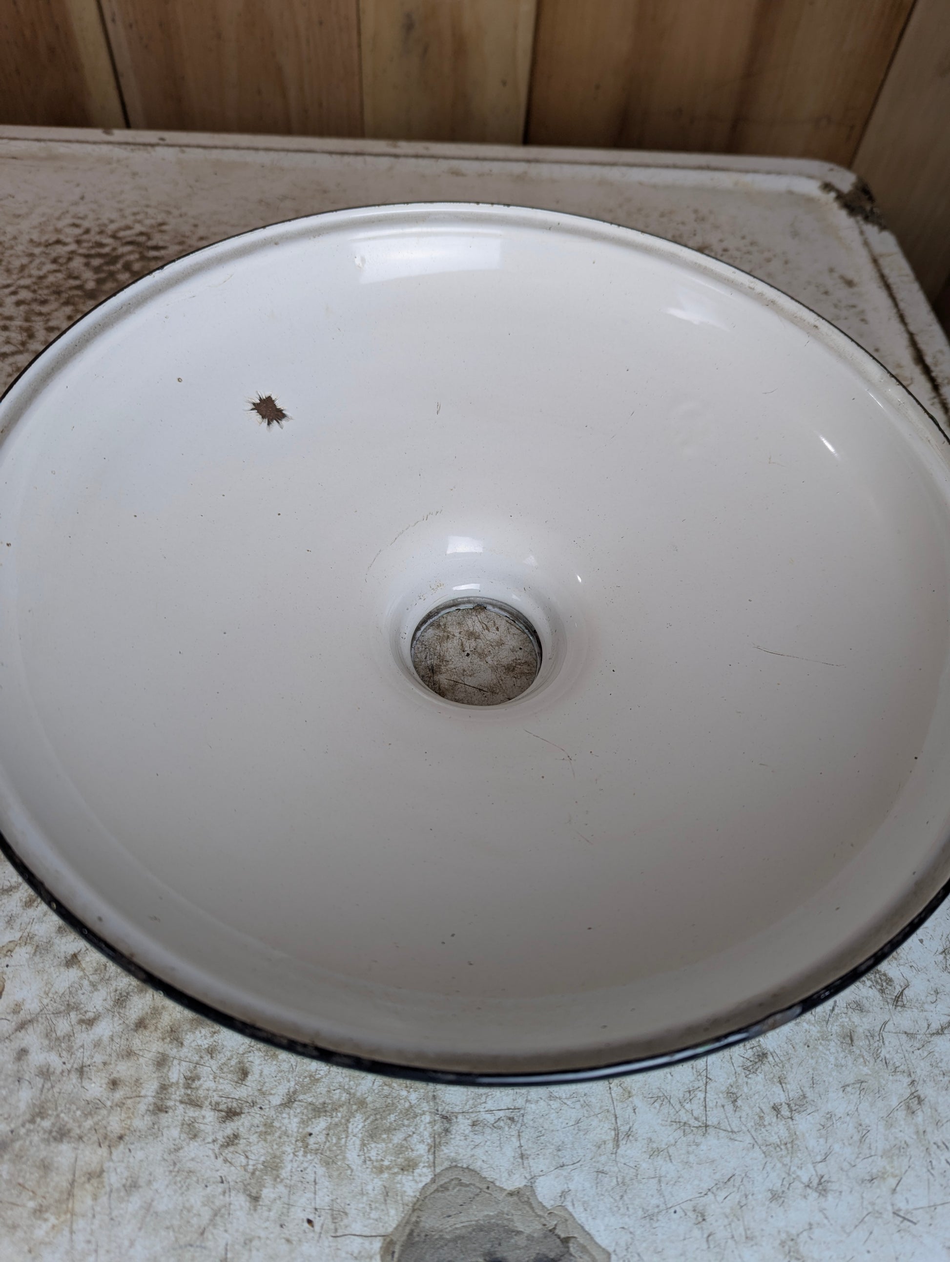 Vintage 12” Flat Design Green Enamel Light Shade with Small Collar at Top - view 3