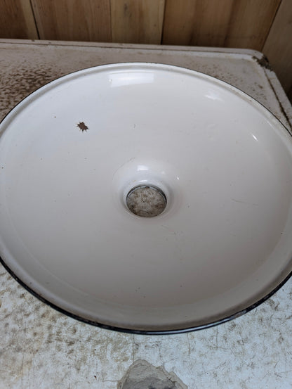 Vintage 12” Flat Design Green Enamel Light Shade with Small Collar at Top - view 3