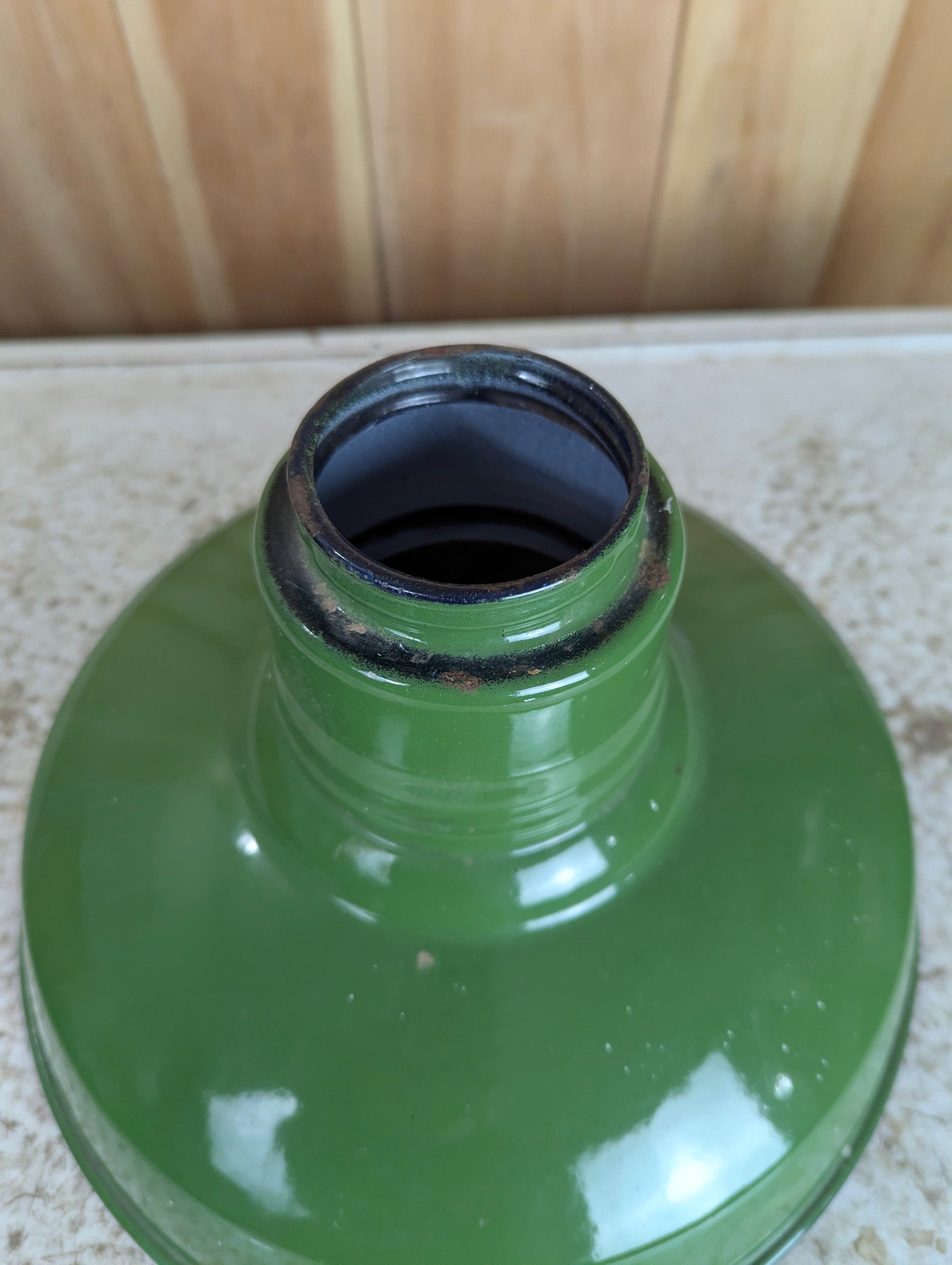 Vintage 12” Industrial Green Enamel Shade - view 2