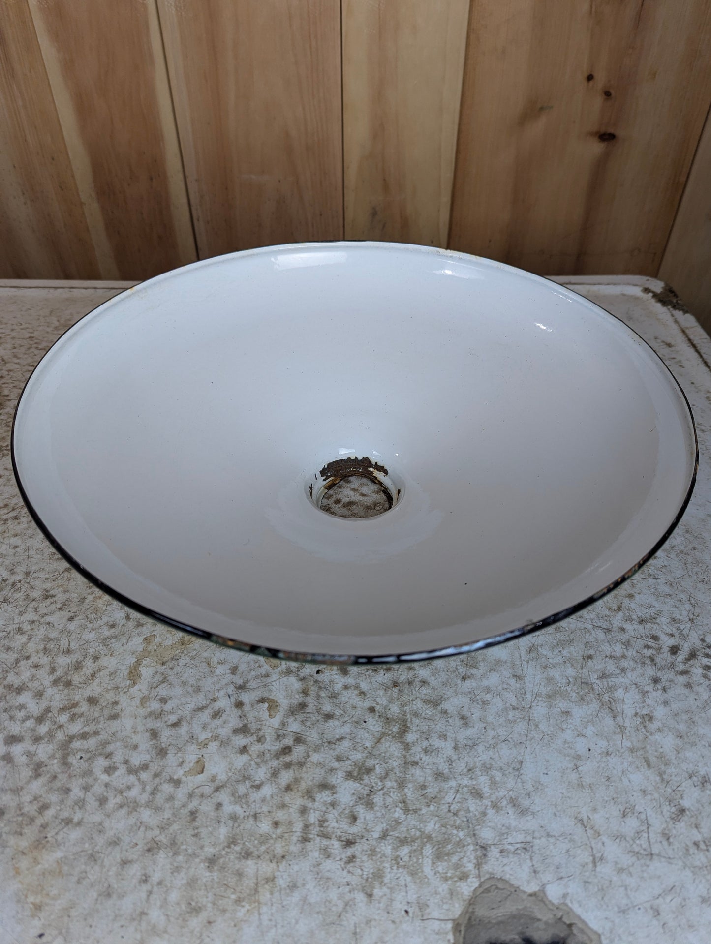 Vintage 14” Green Enamel Light Shade with Small Collar at Top - view 2