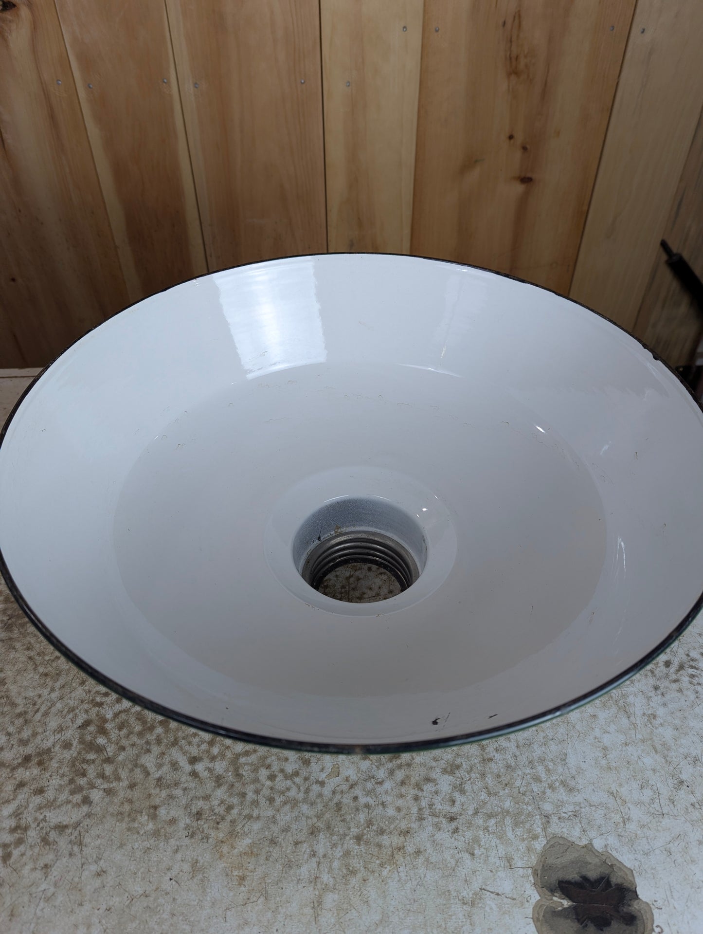 Vintage 16.5” Green Enamel Light Shade - view 3