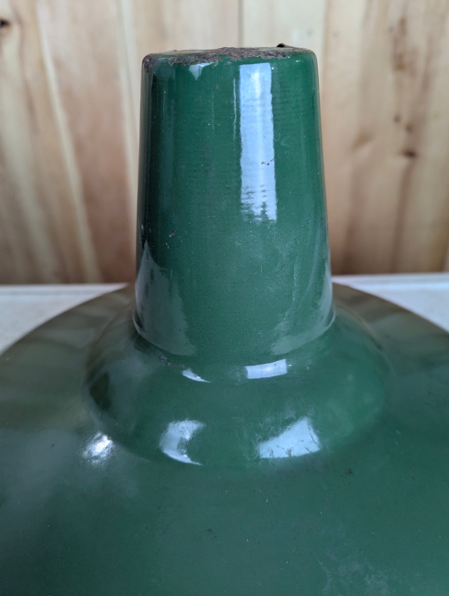 Vintage 16” Green Enamel Light Shade - view 2