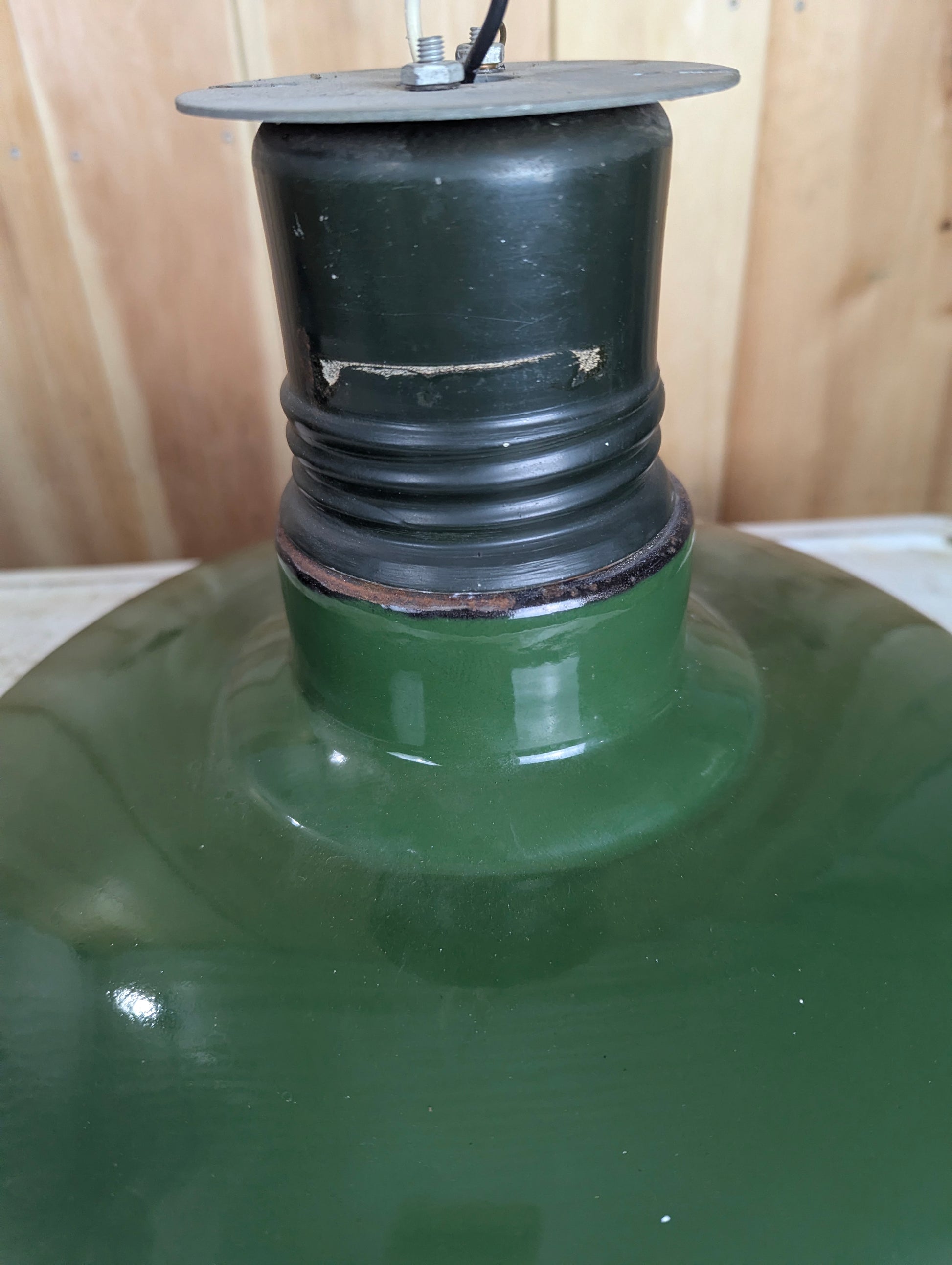 Vintage 16” Industrial Green Enamel Shade with Socket - view 2