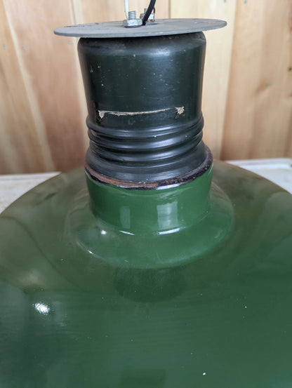 Vintage 16” Industrial Green Enamel Shade with Socket - view 2