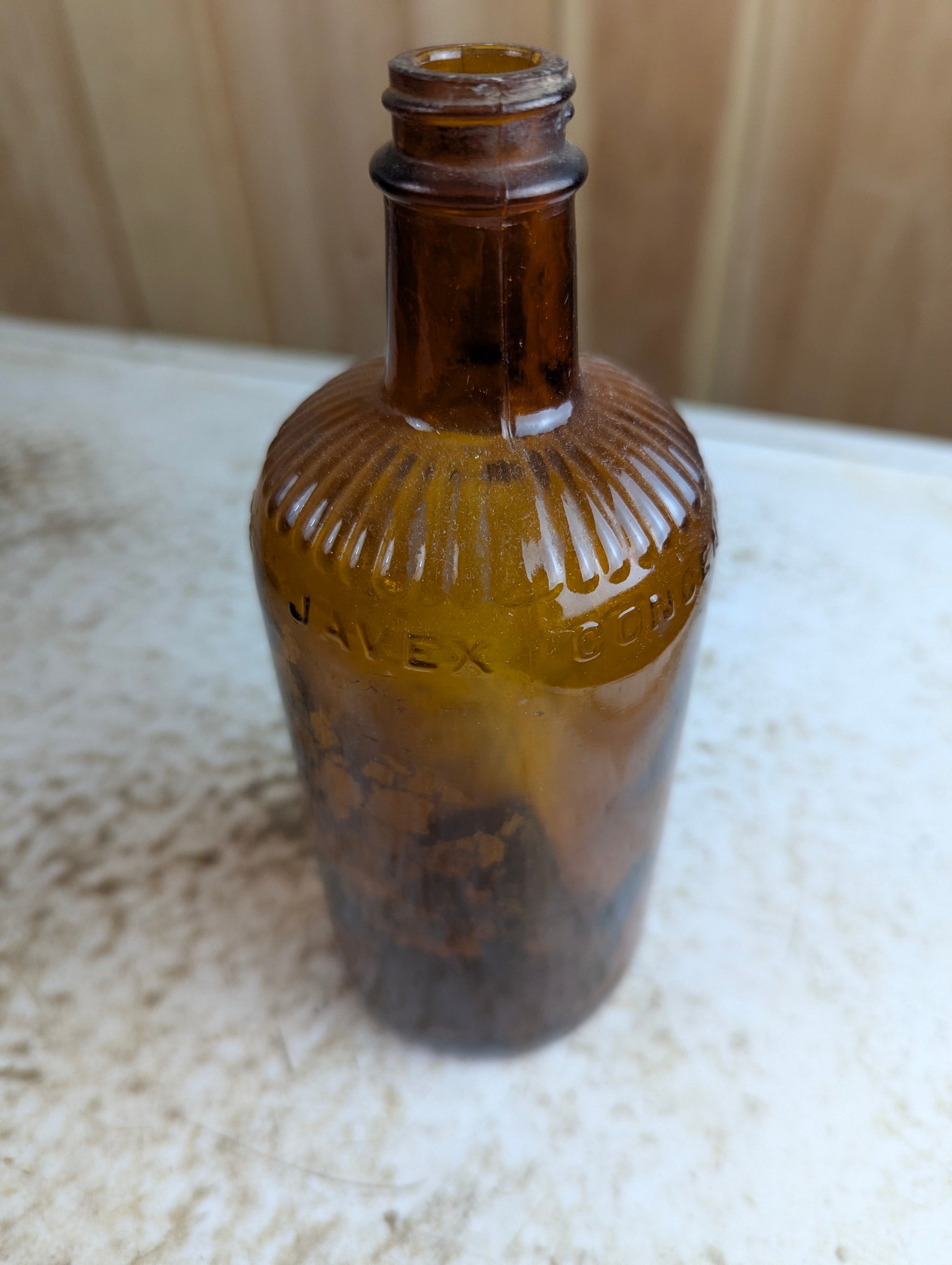Vintage 16 oz Javex Concentrate Amber Glass Bottle