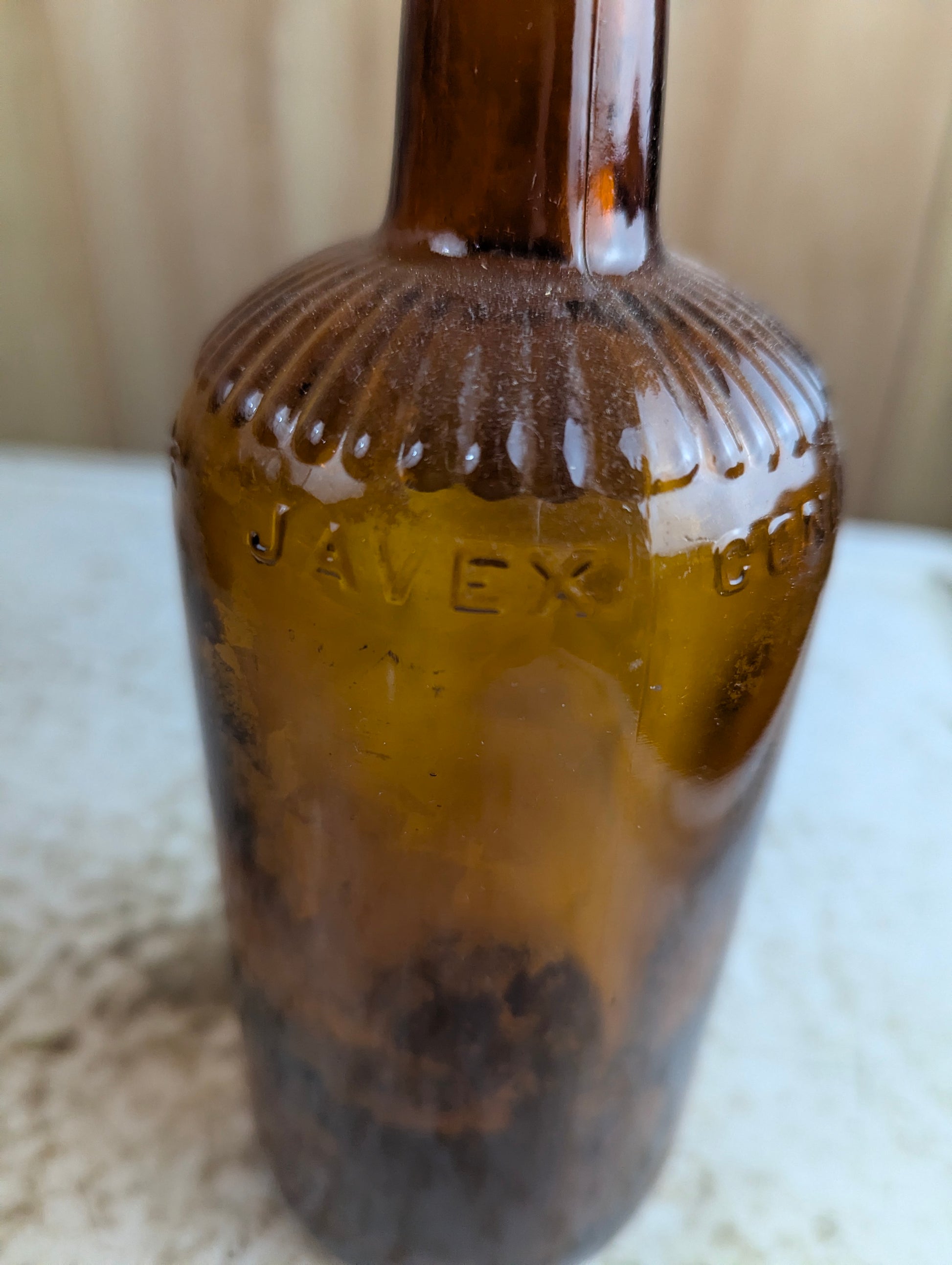 Vintage 16 oz Javex Concentrate Amber Glass Bottle - view 2