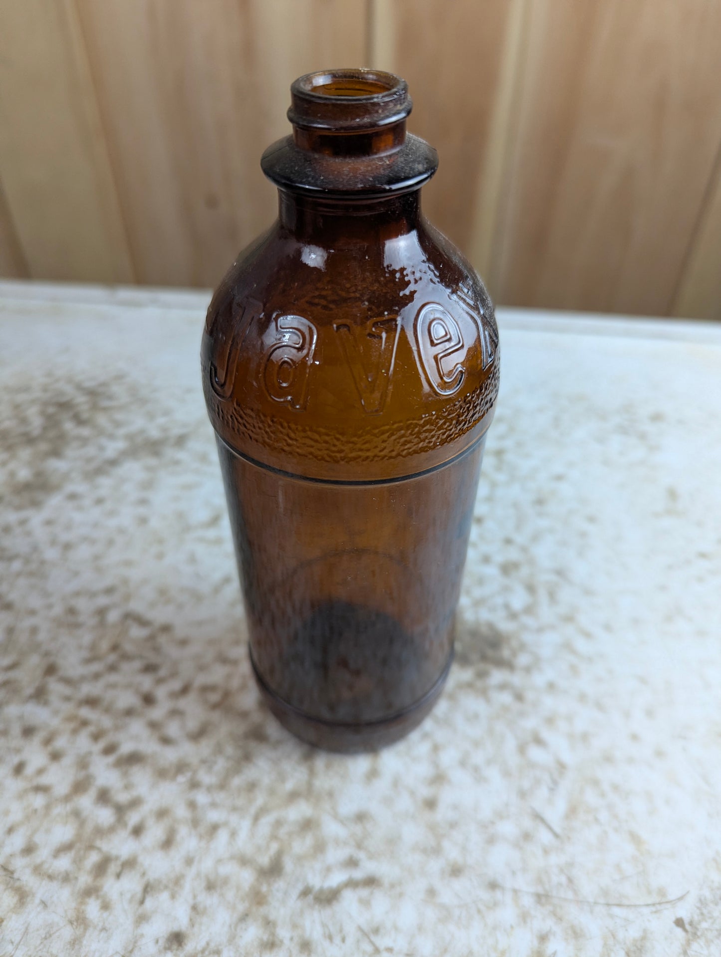 Vintage 16oz Amber Glass Javex Bottle