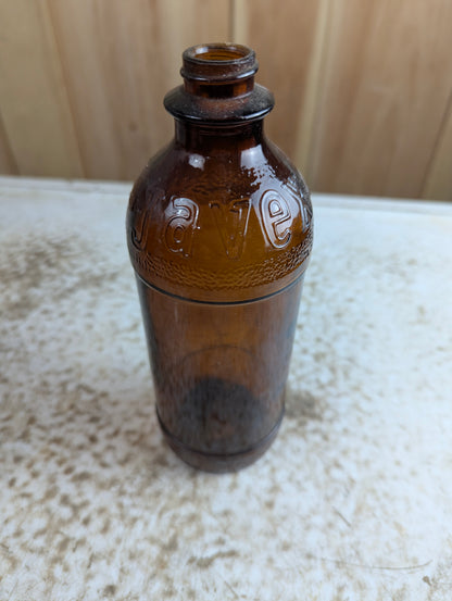 Vintage 16oz Amber Glass Javex Bottle