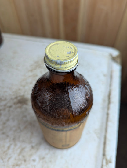 Vintage 16oz Amber Glass Javex Bottle With Label - view 4