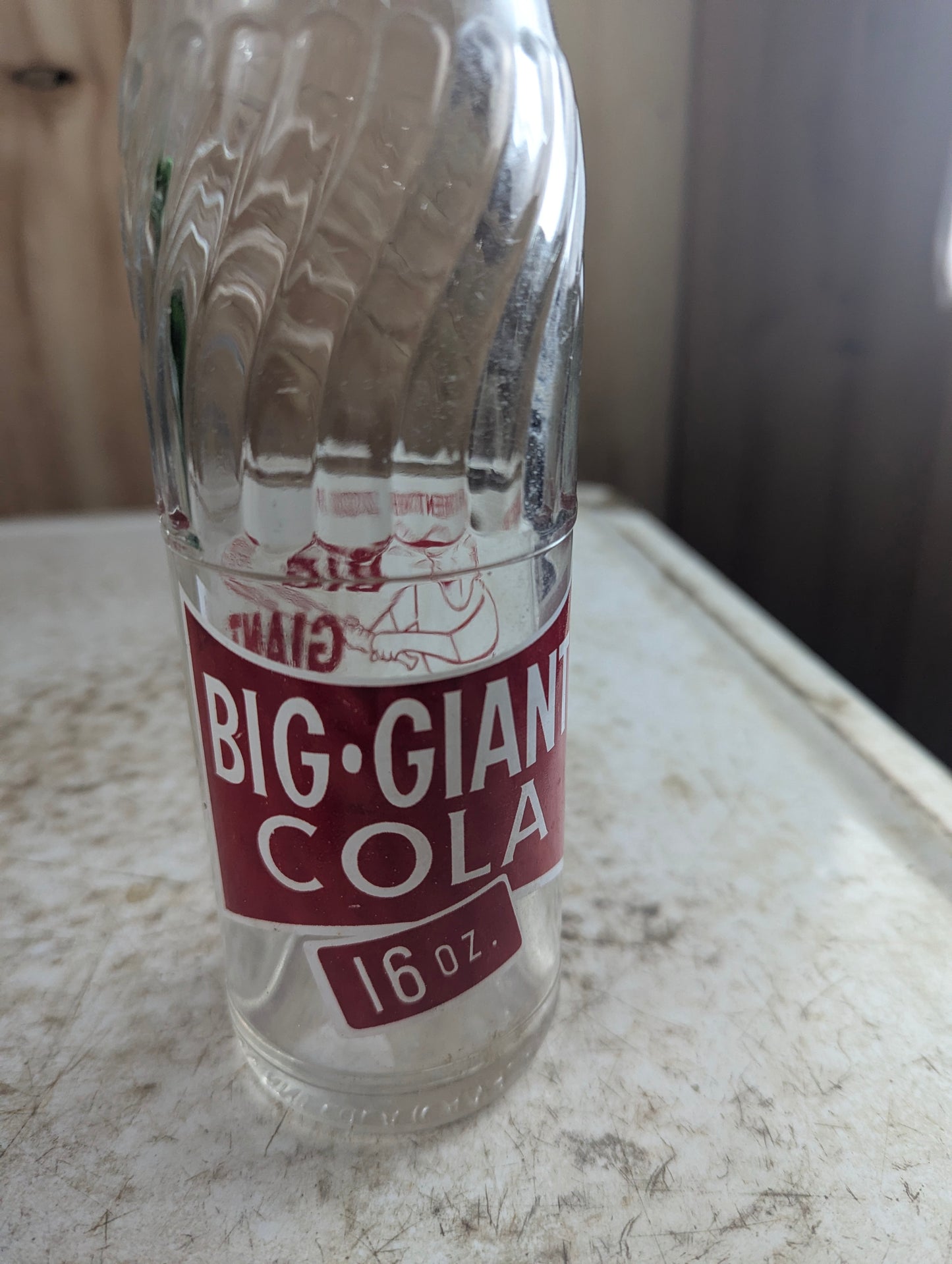 Vintage 16oz Big Giant Cola Clear Glass ACL Soda Bottle - view 3