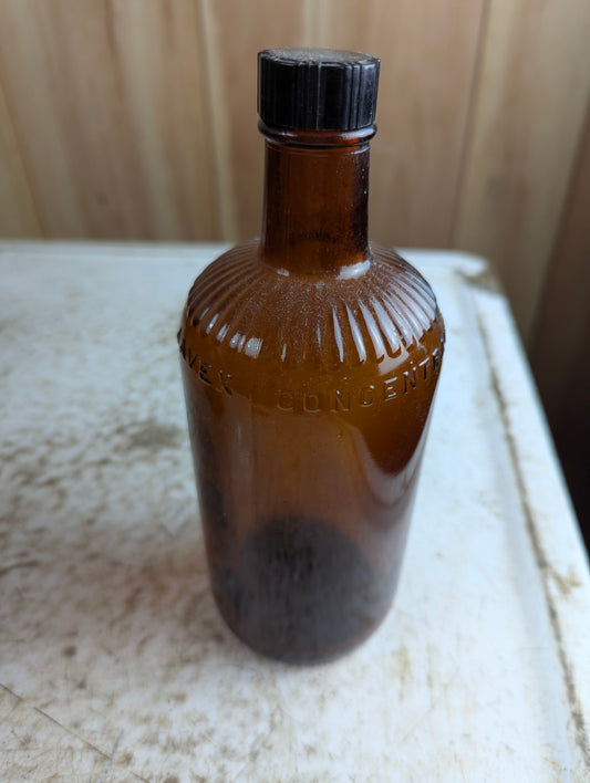 Vintage 16oz Javex Concentrate Amber Glass Bottle with Bakelite Cap