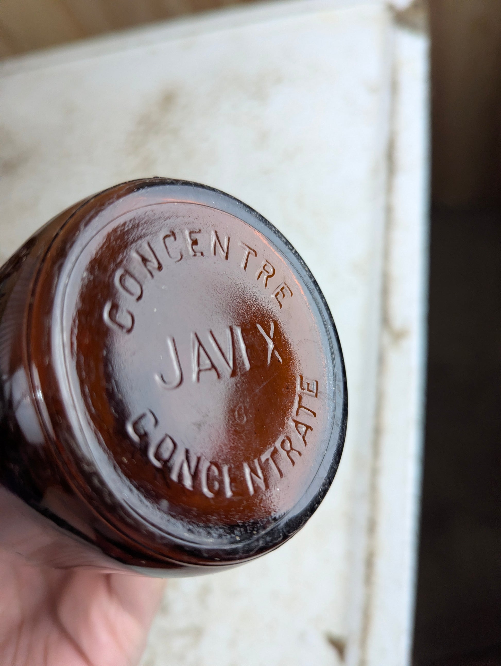 Vintage 16oz Javex Concentrate Amber Glass Bottle with Bakelite Cap - view 2