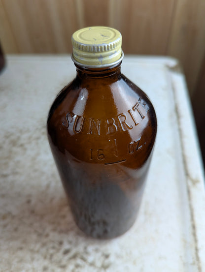 Vintage 16oz Sunbrite Amber Glass Bottle with Lid - view 2