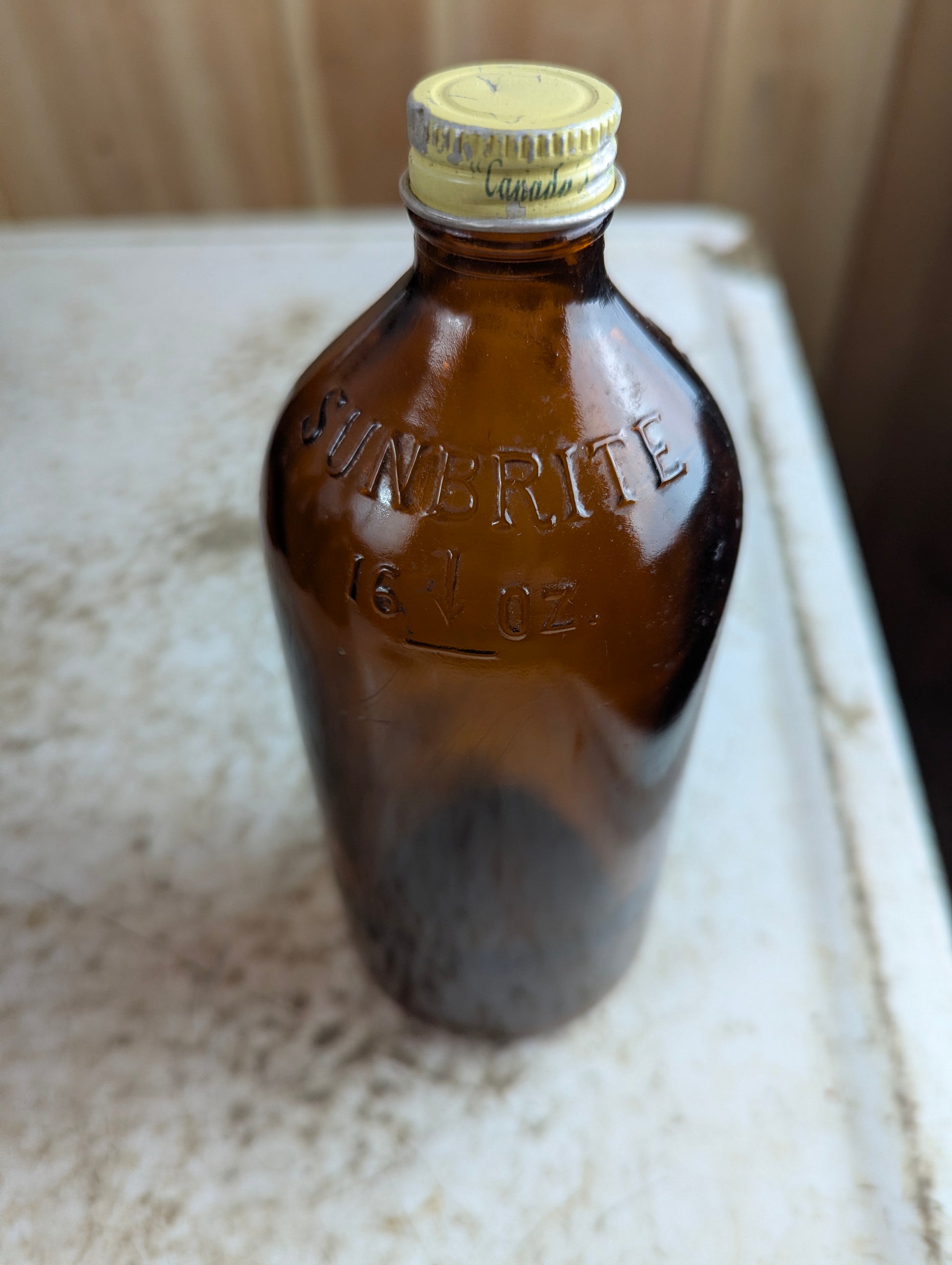 Vintage 16oz Sunbrite Amber Glass Bottle with Lid - view 3