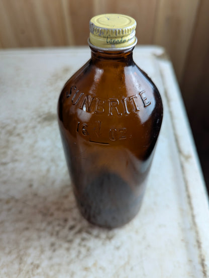 Vintage 16oz Sunbrite Amber Glass Bottle with Lid - view 3