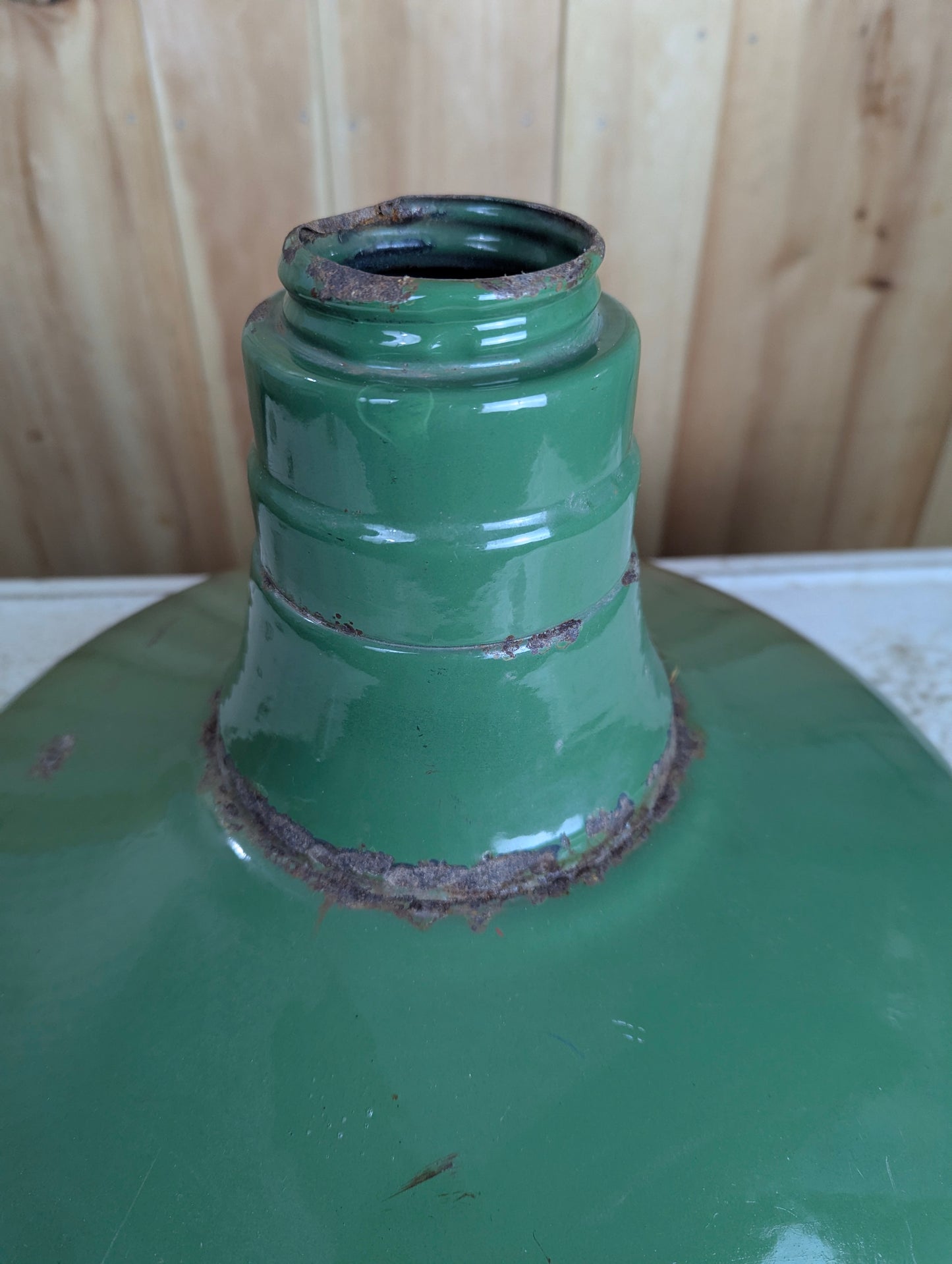 Vintage 18” Green Industrial Enamel Light Shade - view 2