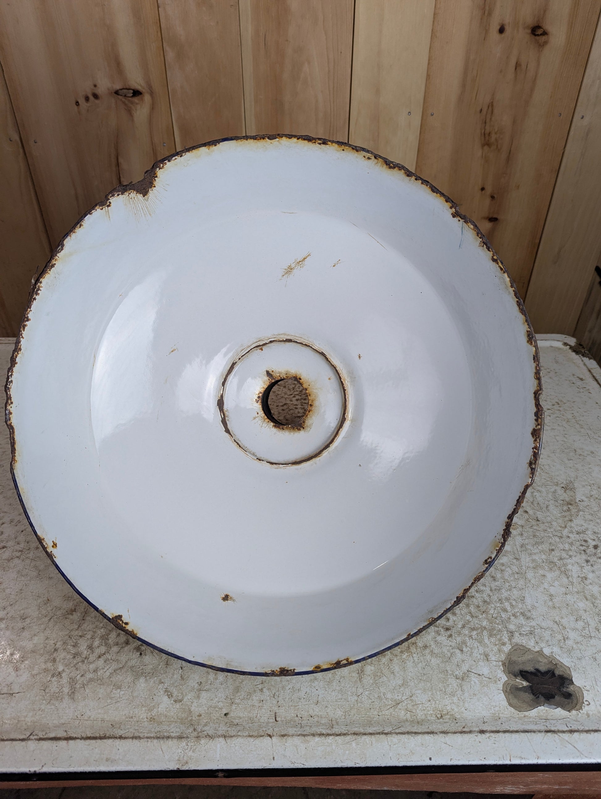 Vintage 18” Green Industrial Enamel Light Shade - view 3
