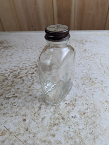 Vintage 1930s Bayer's Aspirin Embossed Glass Medicine Bottle with Cap