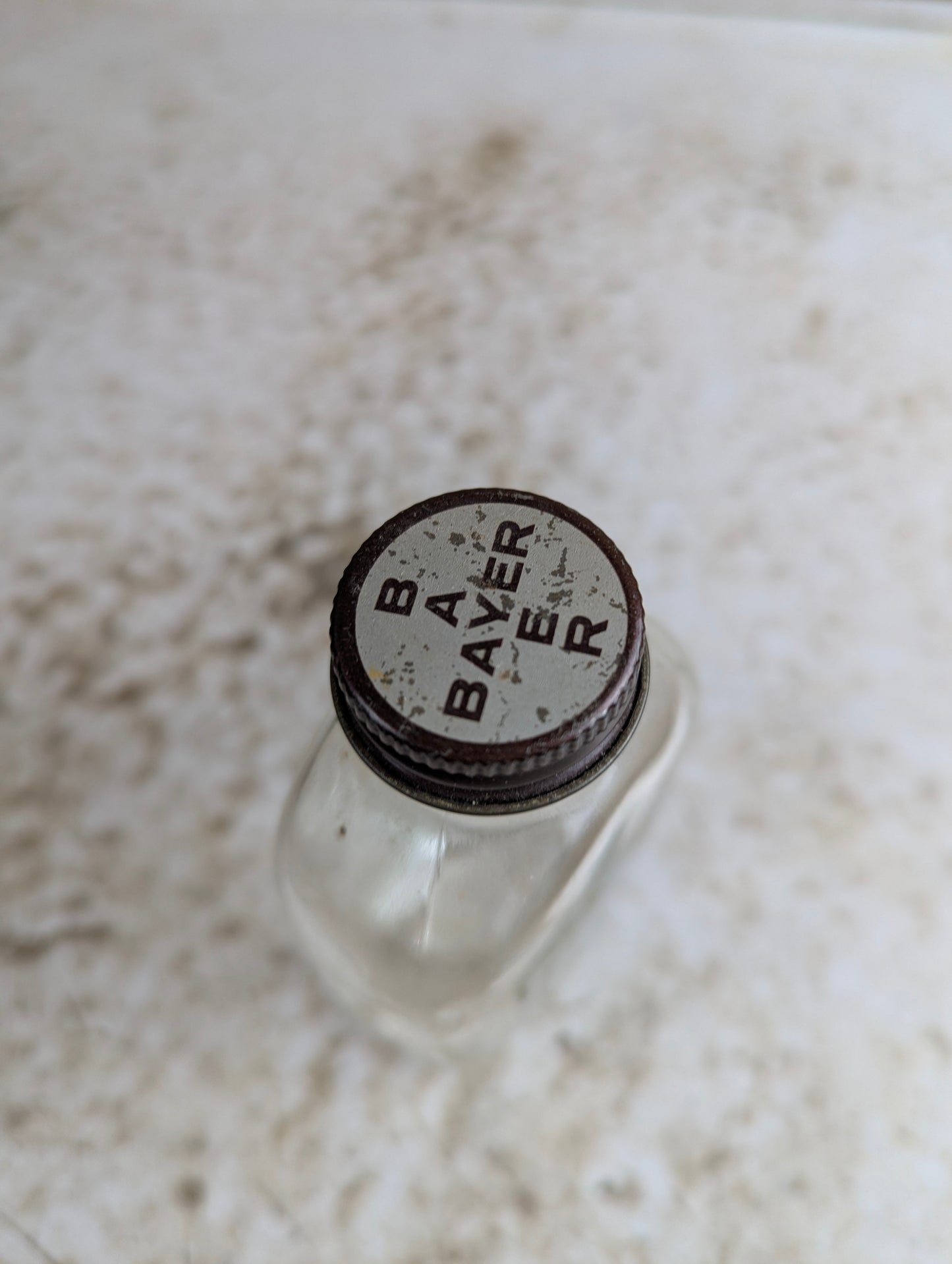 Vintage 1930s Bayer's Aspirin Embossed Glass Medicine Bottle with Cap - view 2