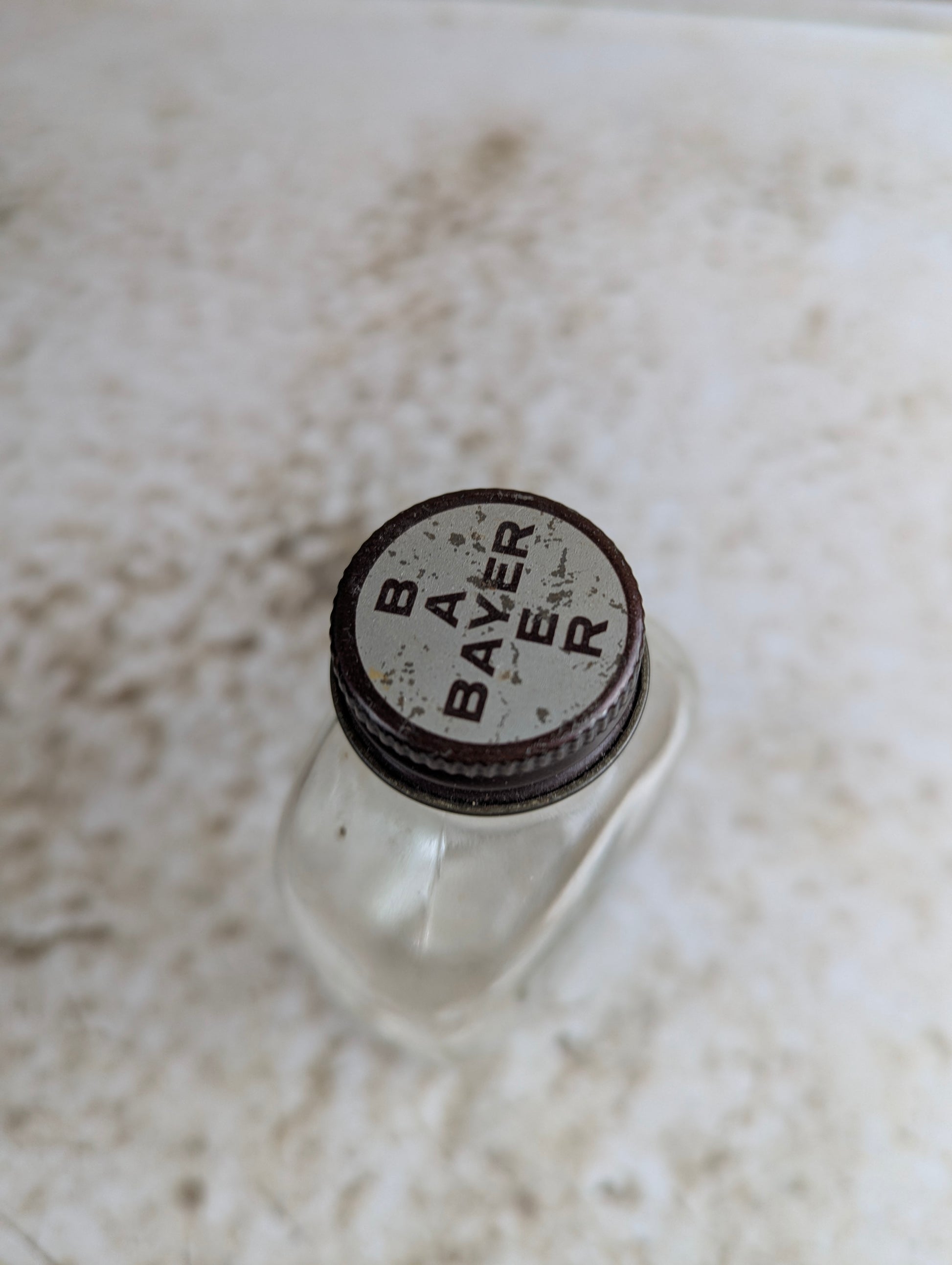 Vintage 1930s Bayer's Aspirin Embossed Glass Medicine Bottle with Cap - view 2