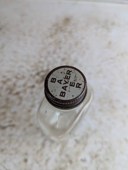 Vintage 1930s Bayer's Aspirin Embossed Glass Medicine Bottle with Cap - view 2