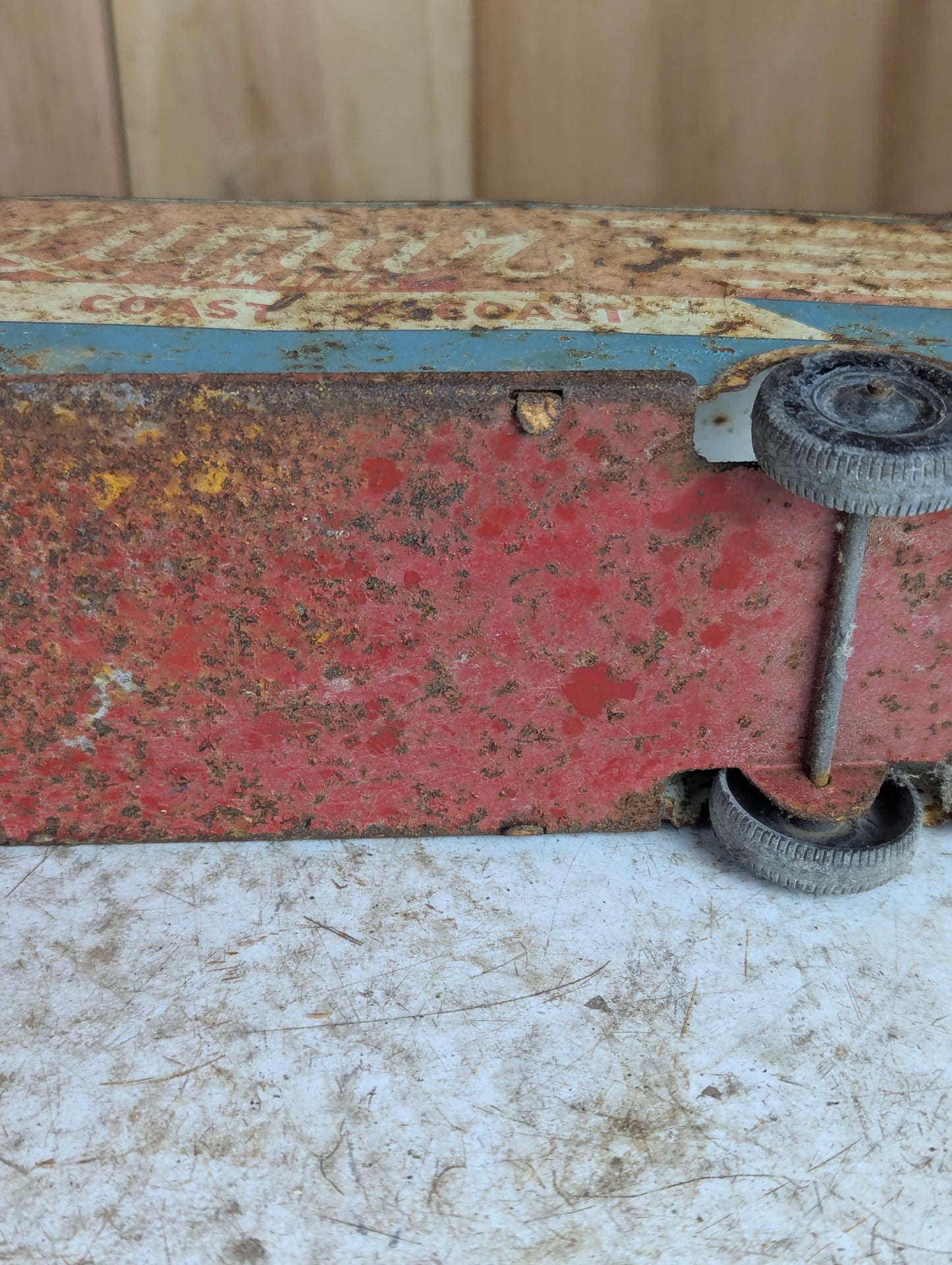 Vintage 1950s Pressed Steel Marx Lumar Van Lines Truck with Trailer Toy - view 12