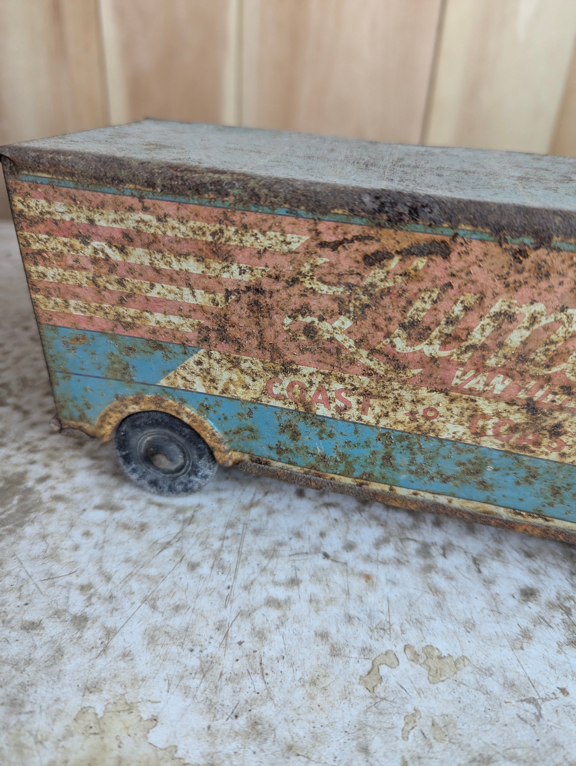Vintage 1950s Pressed Steel Marx Lumar Van Lines Truck with Trailer Toy - view 2