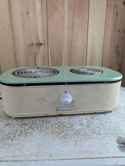 Vintage 1950s Sunshine Electric Tabletop 2-Burner Stove