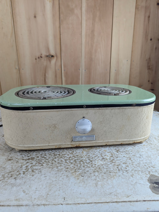 Vintage 1950s Sunshine Electric Tabletop 2-Burner Stove