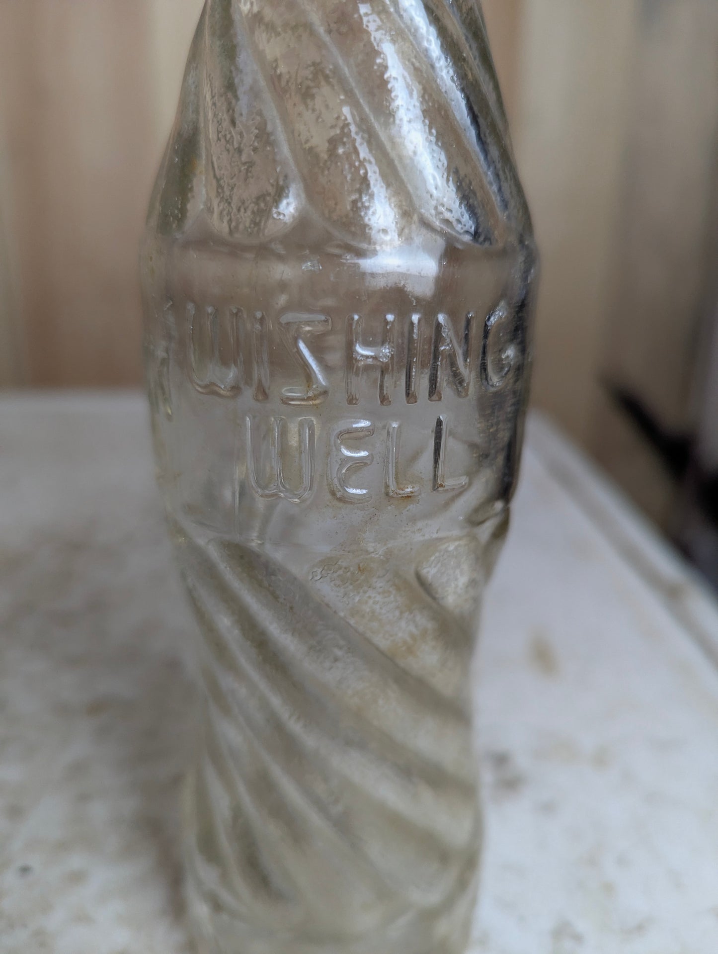 Vintage 1960’s Wishing Well 10 Fl. Oz. Embossed Soda Bottle